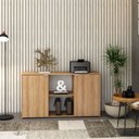 Ver imagem 1 de Armário Baixo com 2 Portas e Nicho 75x135x42cm Marrom/Lamina Mel/Branco