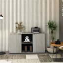 Ver imagem 1 de Armário Baixo com 2 Portas e Nicho 75x135x42cm Branco/Snow/Preto