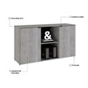 Ver imagem 6 de Armário Baixo com 2 Portas e Nicho 75x135x42cm Branco/Snow/Preto