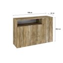 Ver imagem 4 de Armário Aparador com 3 Portas e Nicho 89,5x135x42cm Marrom/Carvalho/Branco