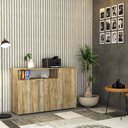 Ver imagem 7 de Armário Aparador com 3 Portas e Nicho 89,5x135x42cm Marrom/Carvalho/Branco