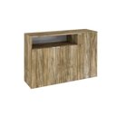 Ver imagem 3 de Armário Aparador com 3 Portas e Nicho 89,5x135x42cm Marrom/Carvalho/Branco