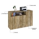 Ver imagem 6 de Armário Aparador com 3 Portas e Nicho 89,5x135x42cm Marrom/Carvalho/Branco