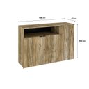 Ver imagem 4 de Armário Aparador com 3 Portas e Nicho 89,5x135x42cm Marrom/Carvalho/Preto