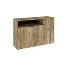 Ver imagem 3 de Armário Aparador com 3 Portas e Nicho 89,5x135x42cm Marrom/Carvalho/Preto