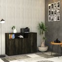 Ver imagem 7 de Armário Aparador com 3 Portas e Nicho 89,5x135x42cm Marrom/Carvalho Escuro/Preto
