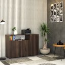 Ver imagem 7 de Armário Aparador com 3 Portas e Nicho 89,5x135x42cm Marrom/Nogal/Branco