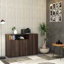 Ver imagem 7 de Armário Aparador com 3 Portas e Nicho 89,5x135x42cm Marrom/Nogal/Preto