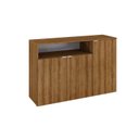 Ver imagem 3 de Armário Aparador com 3 Portas e Nicho 89,5x135x42cm Marrom/Lâmina Mel/Branco