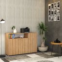 Ver imagem 7 de Armário Aparador com 3 Portas e Nicho 89,5x135x42cm Marrom/Lâmina Mel/Branco