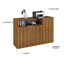 Ver imagem 6 de Armário Aparador com 3 Portas e Nicho 89,5x135x42cm Marrom/Lâmina Mel/Branco