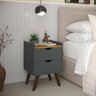 Mesa Lateral de Cama Cabeceira 2 Gavetas:cinza - 1