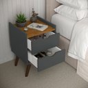 Ver imagem 2 de Mesa Lateral de Cama Cabeceira 2 Gavetas:cinza