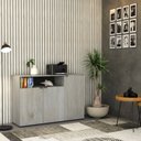 Ver imagem 7 de Armário Aparador com 3 Portas e Nicho 89,5x135x42cm Branco/Snow/Preto