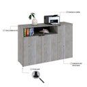 Ver imagem 6 de Armário Aparador com 3 Portas e Nicho 89,5x135x42cm Branco/Snow/Preto