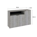 Ver imagem 4 de Armário Aparador com 3 Portas e Nicho 89,5x135x42cm Branco/Snow/Preto