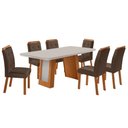 Ver imagem 1 de Mesa de Jantar Carolina 180cm Tampo MDF Canto Copo com 6 Cadeiras Carol