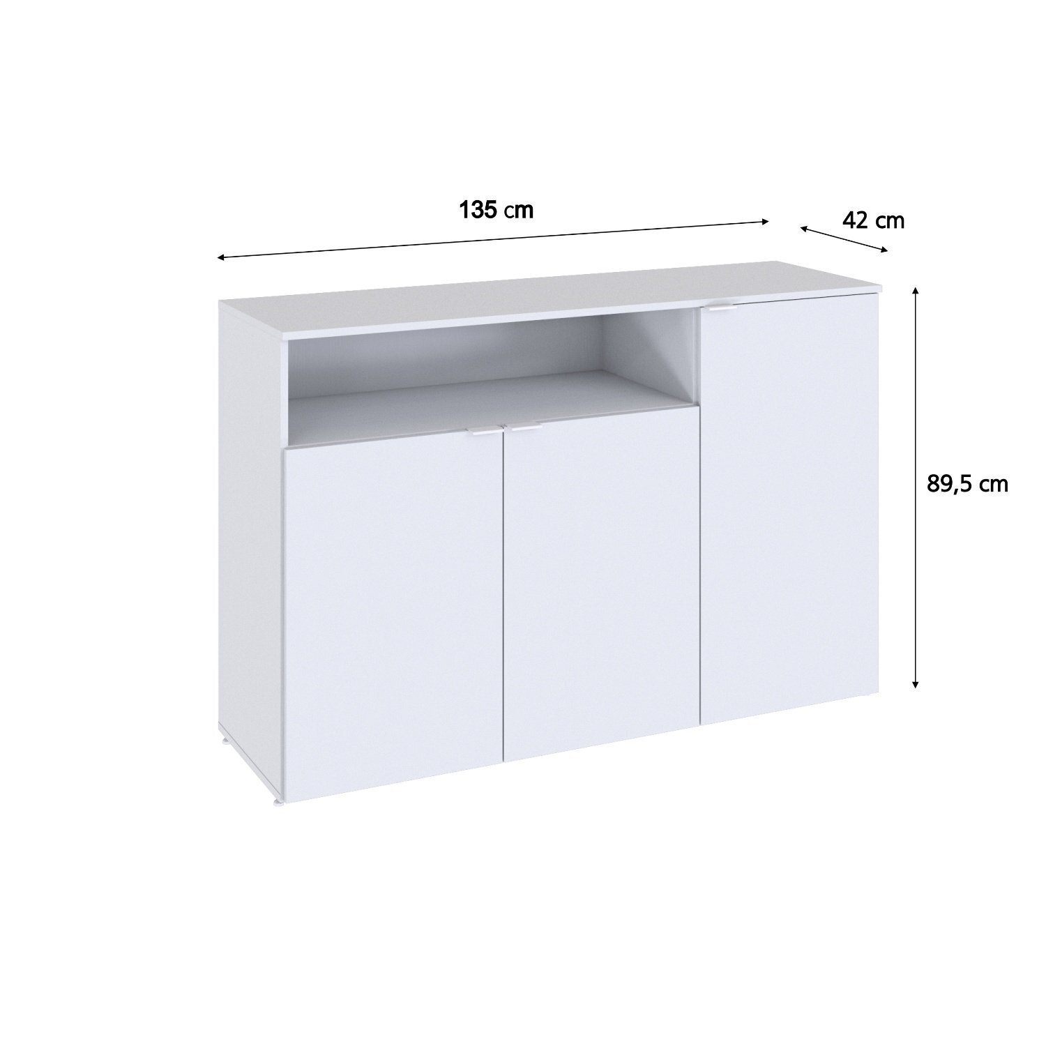 Armário Aparador com 3 Portas e Nicho 89,5x135x42cm - 4