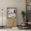 Ver imagem 1 de Armário Alto Estante com 2 Portas 161,5x80x42cm Marrom/Carvalho/Branco