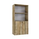 Ver imagem 3 de Armário Alto Estante com 2 Portas 161,5x80x42cm Marrom/Carvalho/Branco