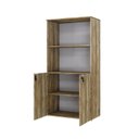 Ver imagem 2 de Armário Alto Estante com 2 Portas 161,5x80x42cm Marrom/Carvalho/Branco