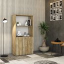Ver imagem 7 de Armário Alto Estante com 2 Portas 161,5x80x42cm Marrom/Carvalho/Branco