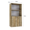 Ver imagem 4 de Armário Alto Estante com 2 Portas 161,5x80x42cm Marrom/Carvalho/Branco