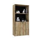 Ver imagem 5 de Armário Alto Estante com 2 Portas 161,5x80x42cm Marrom/Carvalho/Preto