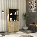 Ver imagem 7 de Armário Alto Estante com 2 Portas 161,5x80x42cm Marrom/Carvalho/Preto