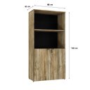 Ver imagem 4 de Armário Alto Estante com 2 Portas 161,5x80x42cm Marrom/Carvalho/Preto