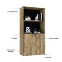 Ver imagem 6 de Armário Alto Estante com 2 Portas 161,5x80x42cm Marrom/Carvalho/Preto