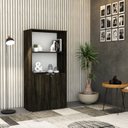 Ver imagem 7 de Armário Alto Estante com 2 Portas 161,5x80x42cm Marrom/Carvalho Escuro/Branco