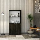 Ver imagem 1 de Armário Alto Estante com 2 Portas 161,5x80x42cm Marrom/Carvalho Escuro/Branco