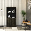 Ver imagem 1 de Armário Alto Estante com 2 Portas 161,5x80x42cm Marrom/Carvalho Escuro/Preto