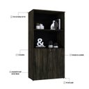 Ver imagem 6 de Armário Alto Estante com 2 Portas 161,5x80x42cm Marrom/Carvalho Escuro/Preto