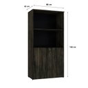 Ver imagem 4 de Armário Alto Estante com 2 Portas 161,5x80x42cm Marrom/Carvalho Escuro/Preto