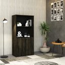 Ver imagem 7 de Armário Alto Estante com 2 Portas 161,5x80x42cm Marrom/Carvalho Escuro/Preto