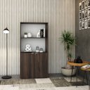Ver imagem 1 de Armário Alto Estante com 2 Portas 161,5x80x42cm Marrom/Nogal/Branco