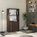 Ver imagem 7 de Armário Alto Estante com 2 Portas 161,5x80x42cm Marrom/Nogal/Branco