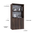Ver imagem 6 de Armário Alto Estante com 2 Portas 161,5x80x42cm Marrom/Nogal/Branco