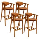 Ver imagem 1 de Kit 4 Banquetas Alta para Cozinha Bancada Bar Sala de Jantar Fixa Cecília L02 Couríssimo Canela - Ly