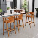Ver imagem 2 de Kit 4 Banquetas Alta para Cozinha Bancada Bar Sala de Jantar Fixa Cecília L02 Couríssimo Canela - Ly