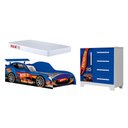 Ver imagem 2 de Conjunto Quarto Infantil Carros Azul Cama Proteção Colchão Cômoda MDF Menino Completo Moderno