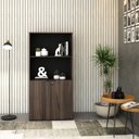 Ver imagem 1 de Armário Alto Estante com 2 Portas 161,5x80x42cm Marrom/Nogal/Preto