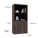 Ver imagem 6 de Armário Alto Estante com 2 Portas 161,5x80x42cm Marrom/Nogal/Preto