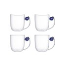 Ver imagem 1 de Conjunto 4 Xícaras em Vidro Borossilicato com Alça Esfera Azul 460ml UB2008 Btc
