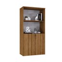 Ver imagem 5 de Armário Alto Estante com 2 Portas 161,5x80x42cm Marrom/Lâmina Mel/Branco