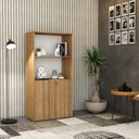 Ver imagem 7 de Armário Alto Estante com 2 Portas 161,5x80x42cm Marrom/Lâmina Mel/Branco