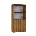 Ver imagem 3 de Armário Alto Estante com 2 Portas 161,5x80x42cm Marrom/Lâmina Mel/Branco