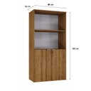 Ver imagem 4 de Armário Alto Estante com 2 Portas 161,5x80x42cm Marrom/Lâmina Mel/Branco